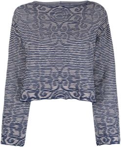 Emporio Armani patterned intarsia knit jumper Blauw