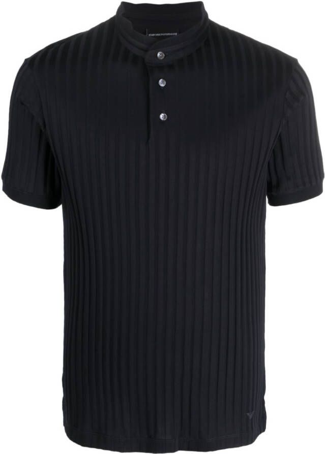 Emporio Armani Ribgebreid poloshirt Blauw