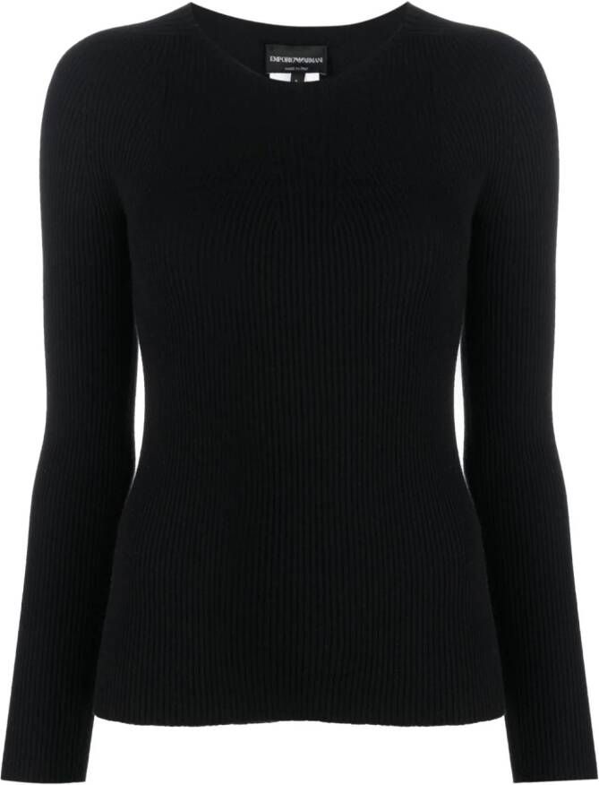 Emporio Armani Ribgebreide trui Zwart