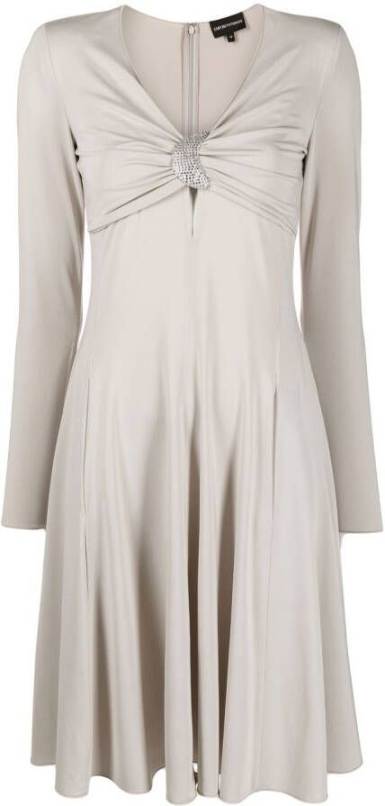 Emporio Armani Midi-jurk met ruches Grijs
