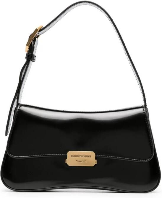 Emporio Armani Schoudertas met gesp Zwart
