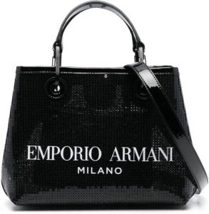 Emporio Armani Shopper verfraaid met pailletten Zwart