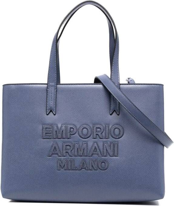 Emporio Armani Shopper met geborduurd logo Blauw