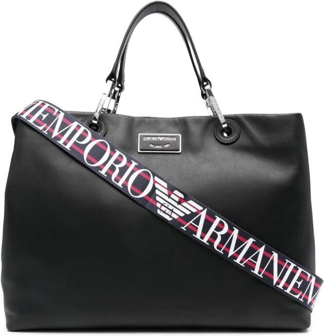Emporio Armani Shopper met logoplakkaat Zwart