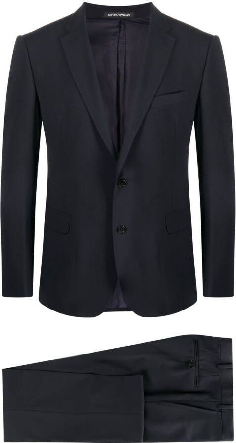 Emporio Armani single-breasted two-piece suit Blauw