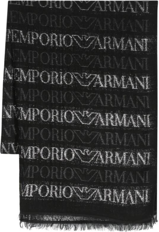 Emporio Armani Sjaal met franje Zwart