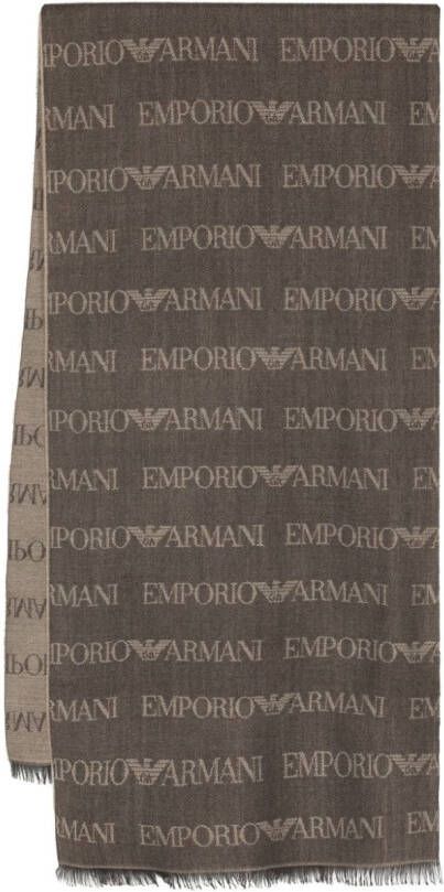 Emporio Armani Sjaal met monogram patroon Bruin