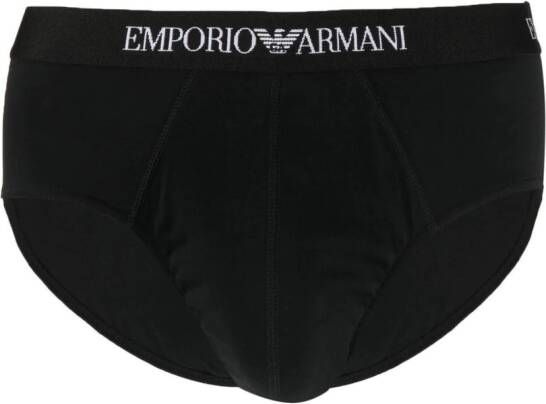 Emporio Armani Slip met logoband Zwart