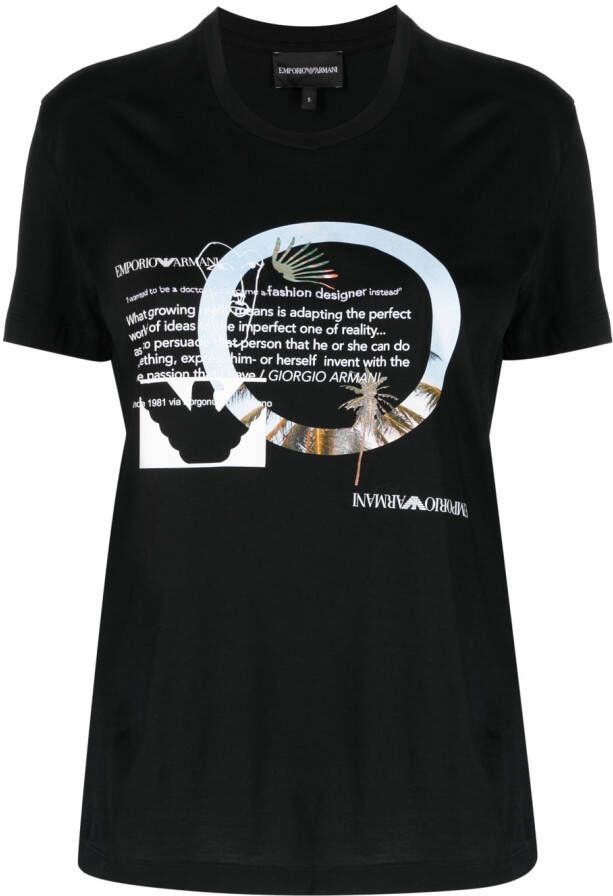 Emporio Armani T-shirt met tekst Zwart