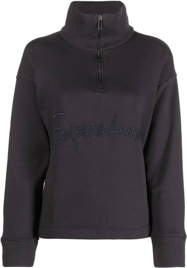 Emporio Armani Sweater met geborduurd logo Blauw
