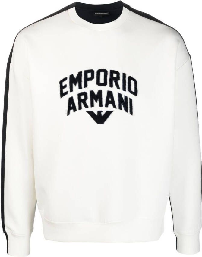 Emporio Armani Sweater met geborduurd logo Wit