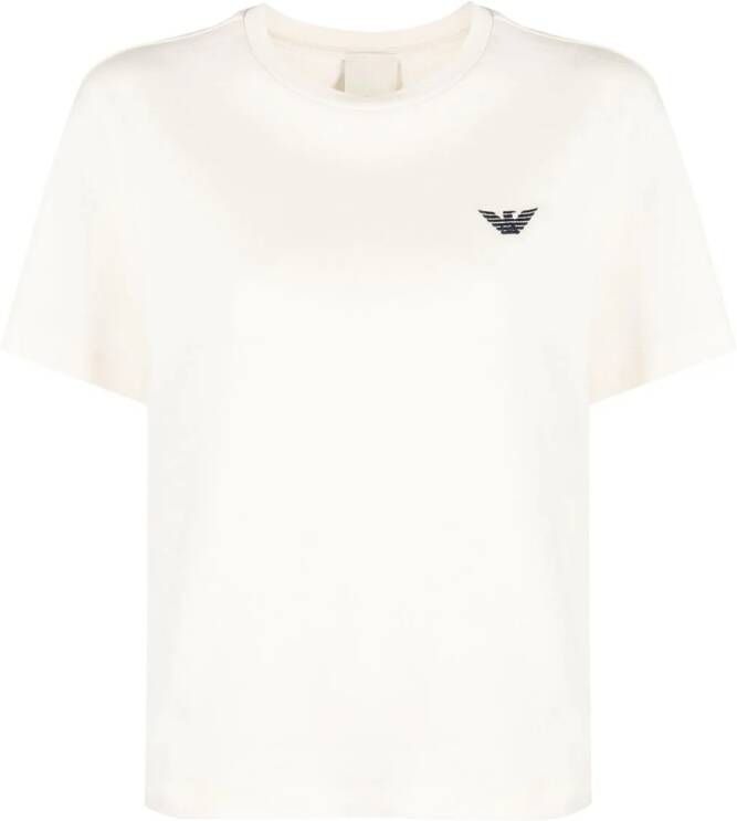 Emporio Armani T-shirt met geborduurd logo Beige