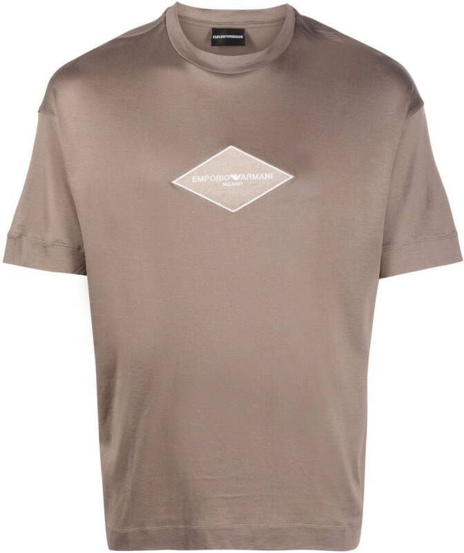 Emporio Armani T-shirt met geborduurd logo Bruin