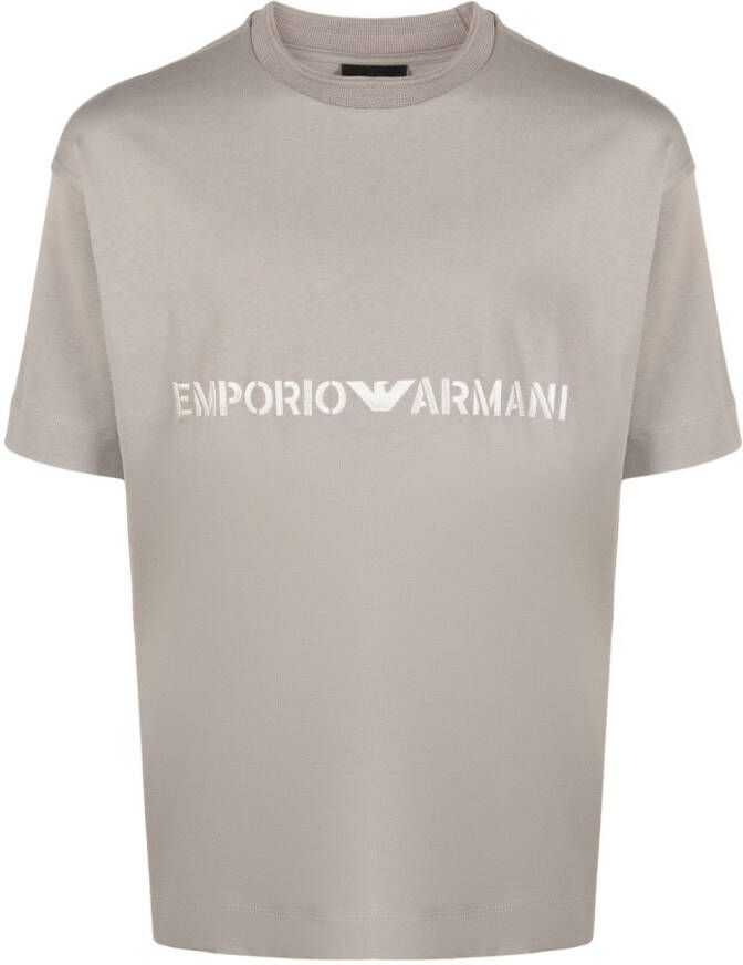 Emporio Armani T-shirt met geborduurd logo Grijs