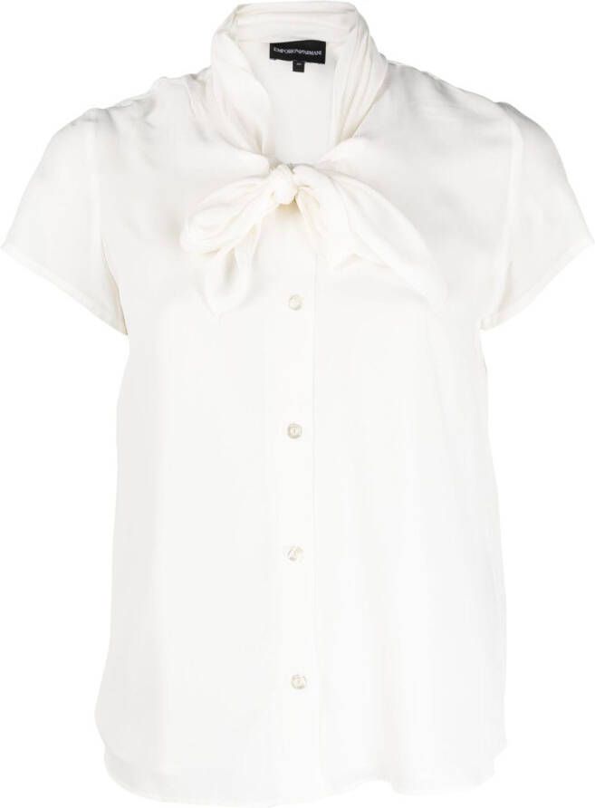 Emporio Armani T-shirt met gestrikte hals Wit