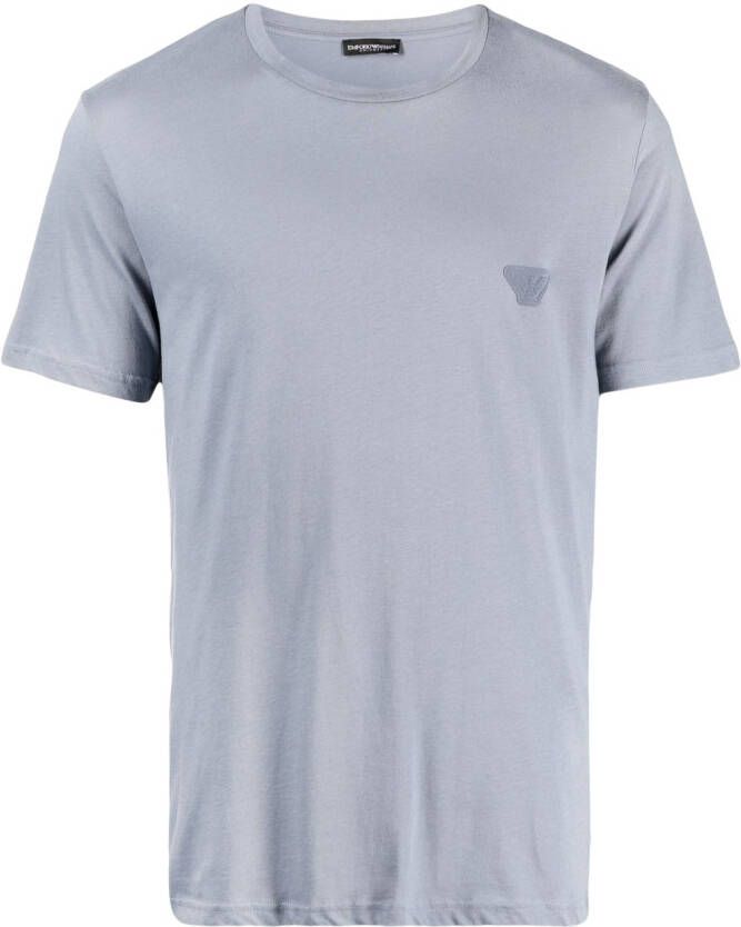 Emporio Armani T-shirt met logo-reliëf Blauw