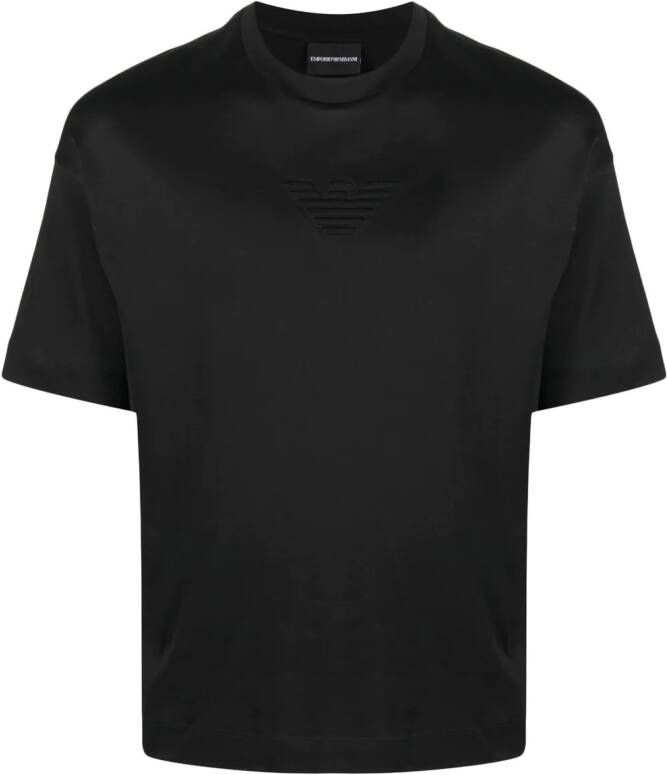 Emporio Armani T-shirt met logo-reliëf Zwart