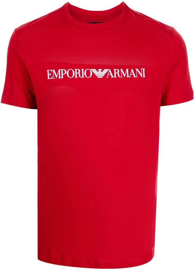 Emporio Armani T-shirt met logoprint Rood