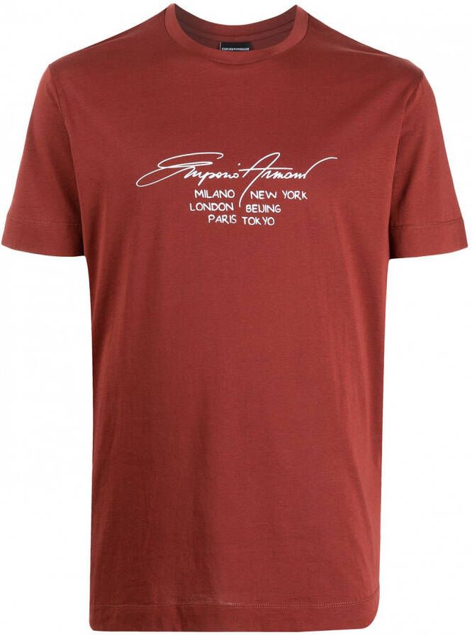 Emporio Armani T-shirt met print Rood