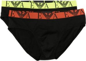 Emporio Armani Twee boxershorts met logoband Zwart