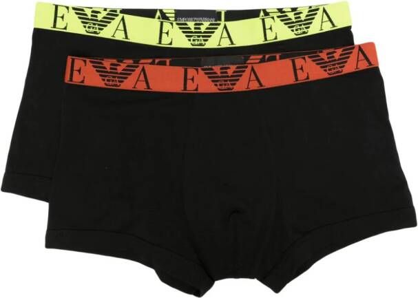 Emporio Armani Twee boxershorts met logoband Zwart