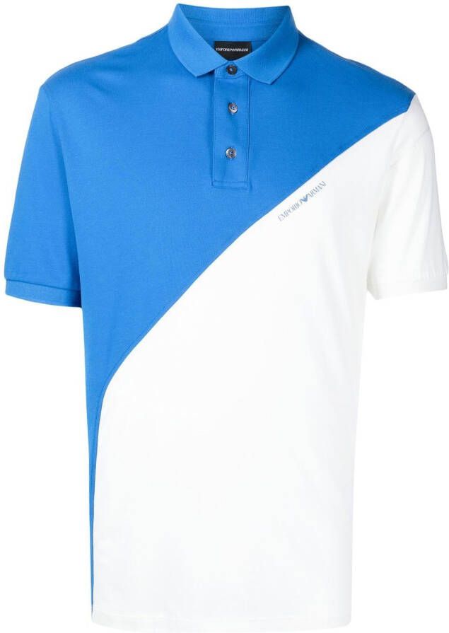 Emporio Armani Tweekleurig poloshirt Blauw