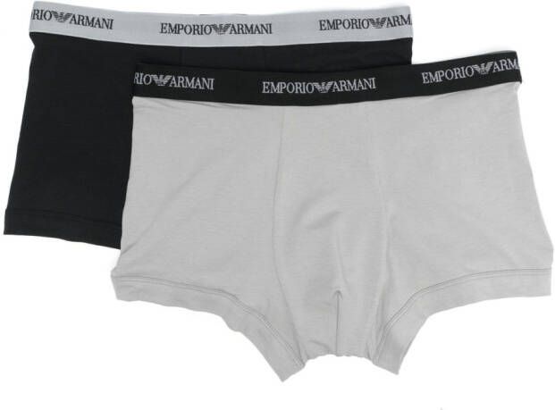 Emporio Armani Twee boxershorts met logoband Zwart