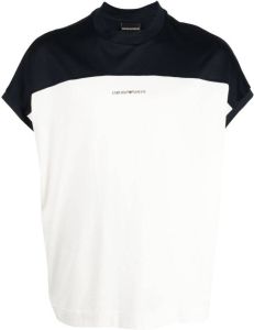 Emporio Armani two-tone logo-print T-shirt Wit