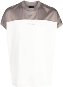 Emporio Armani two-tone logo-print T-shirt Wit