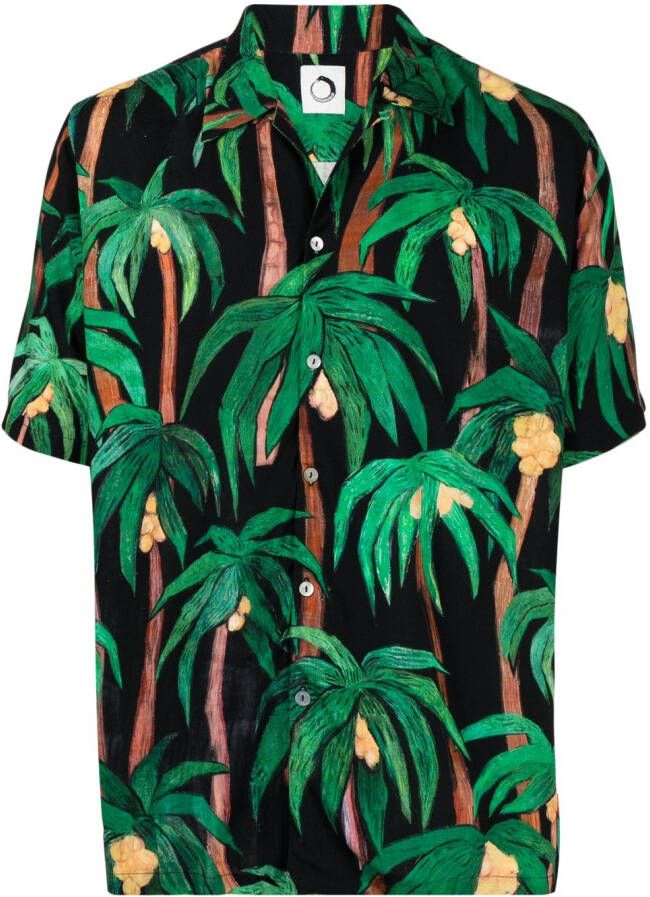 Endless Joy Overhemd met palmboomprint Zwart