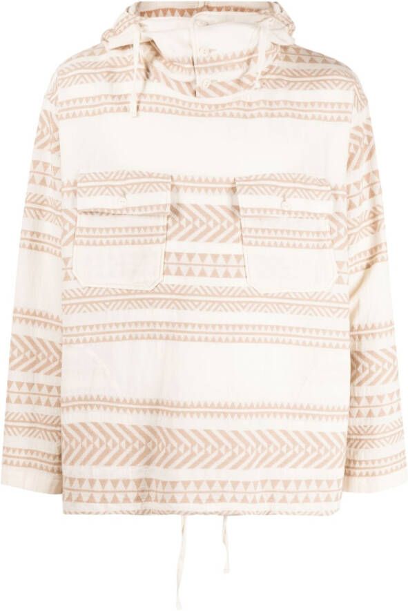 Engineered Garments Overhemd met geometrische print Bruin
