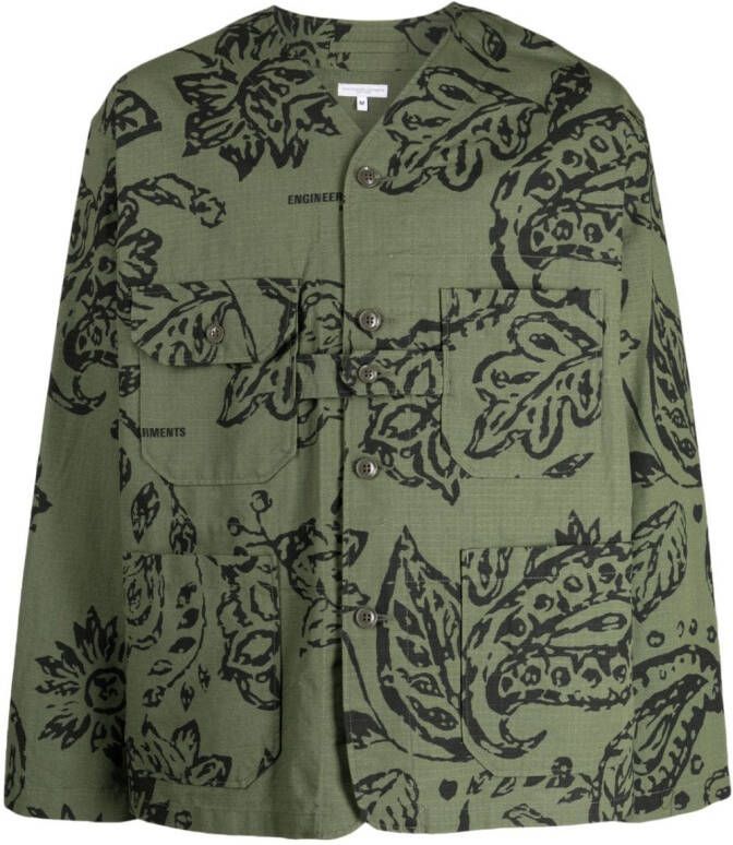 Engineered Garments Shirtjack met bloemenprint Groen