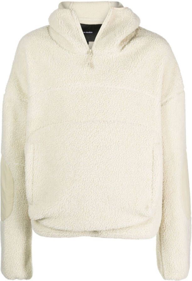 ENTIRE STUDIOS Fleece hoodie met halve rits Beige