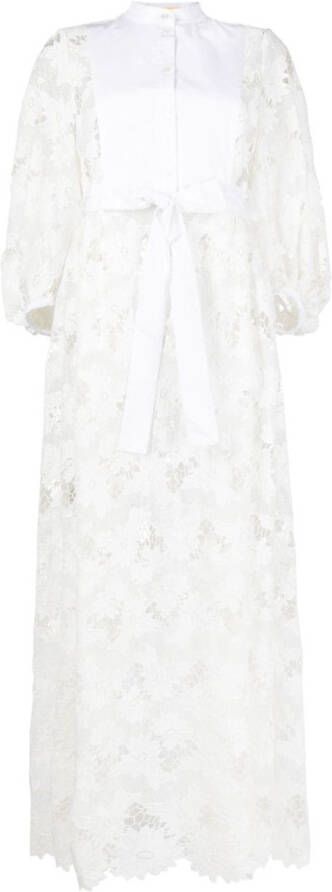 ERDEM Midi-jurk met bloemenkant Wit