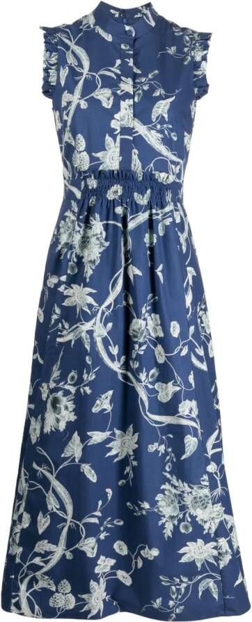 Erdem Midi-jurk met bloemenprint Blauw