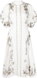 Erdem Midi-jurk met pofmouwen Wit