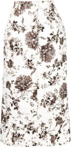 Erdem Midi-rok met bloemenprint Wit