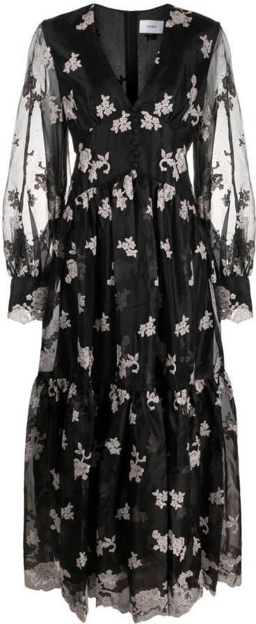 Erdem Maxi-jurk met borduurwerk Zwart