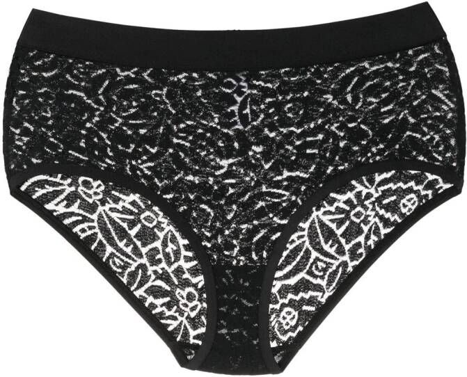 ERES String met geborduurde bloemen Zwart