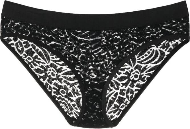 ERES String met geborduurde bloemen Zwart