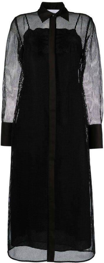 Erika Cavallini Midi-jurk met mesh mouwen Zwart
