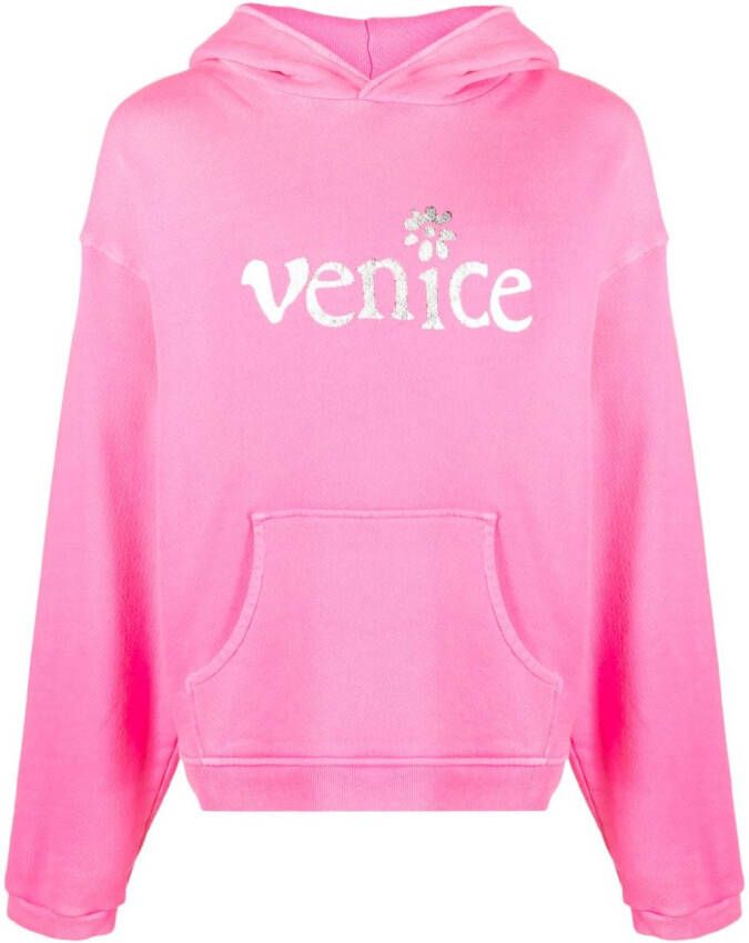ERL Katoenen hoodie met print Roze