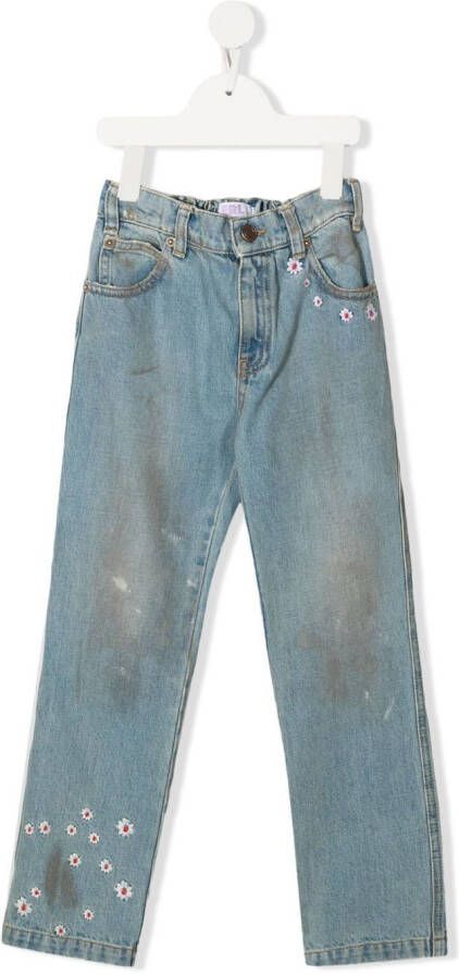 ERL KIDS Jeans met geborduurde bloe Blauw