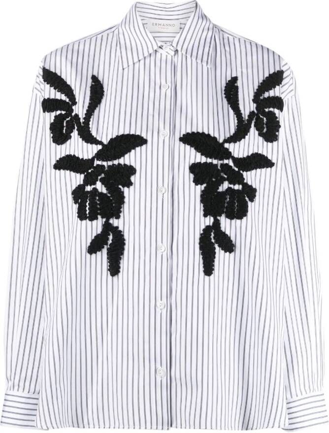 ERMANNO FIRENZE Blouse met geborduurde bloemen Wit