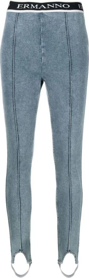 ERMANNO FIRENZE Legging met logoband Blauw