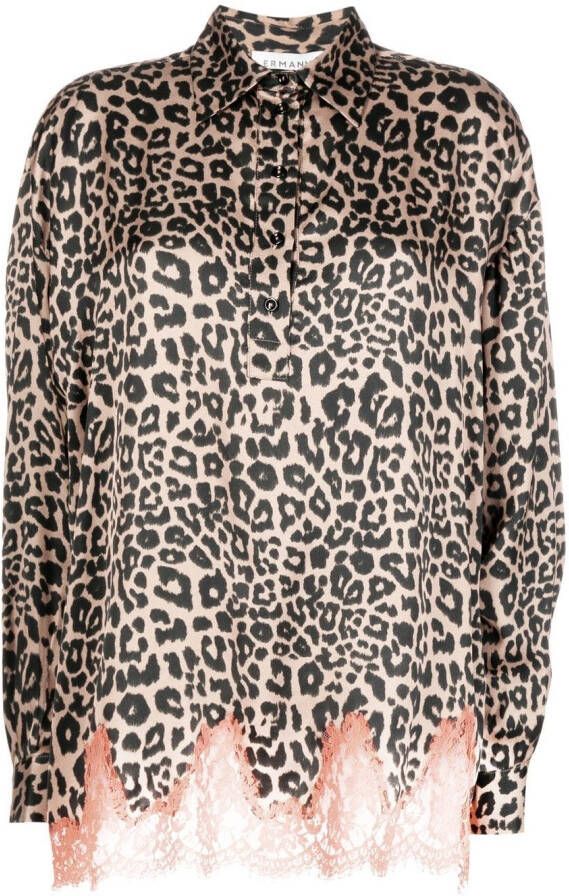 Ermanno Scervino Blouse met luipaardprint Bruin