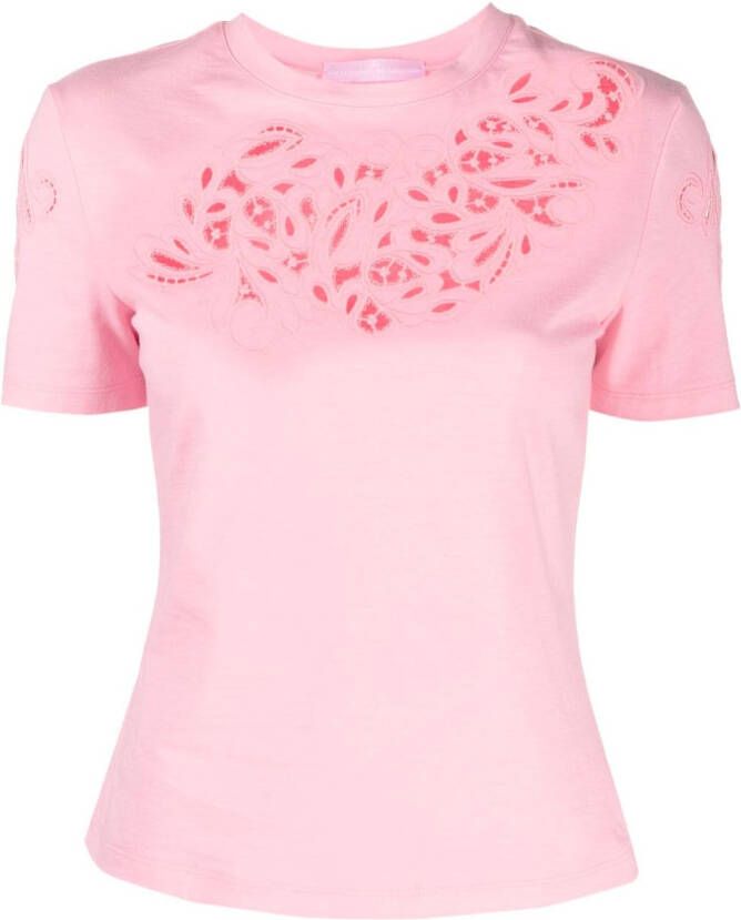 Ermanno Scervino Broderie anglaise T-shirt Roze