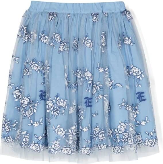 Er no Scervino Junior Mini-rok met geborduurde bloe Blauw