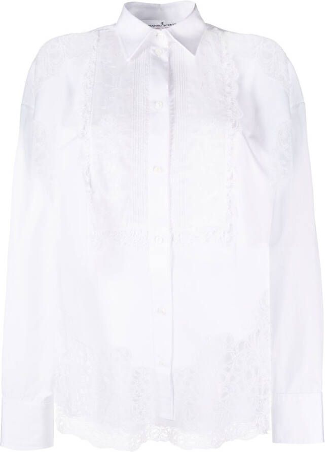 Ermanno Scervino lace-detailing cotton shirt Wit