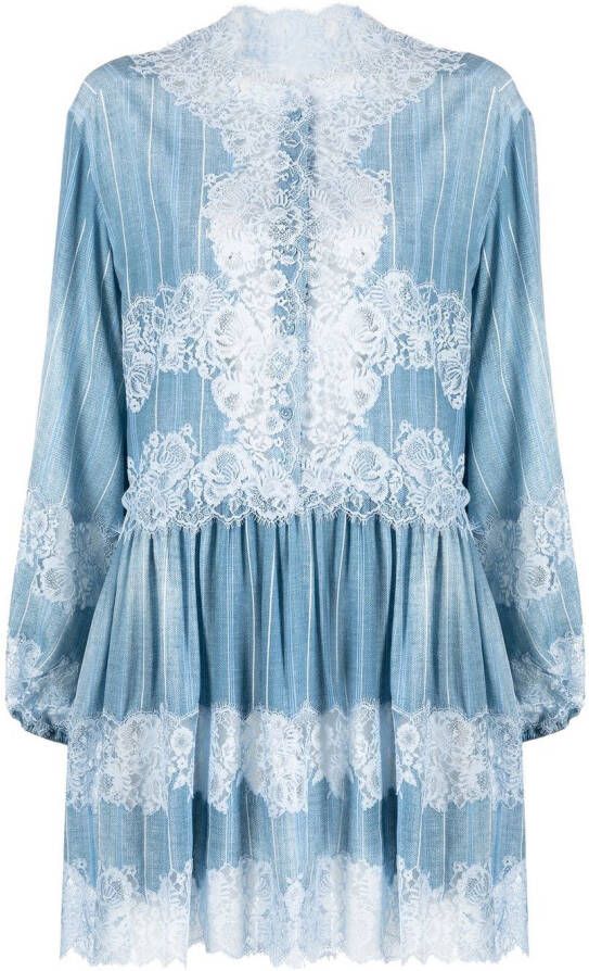 Ermanno Scervino Mini-jurk met kant Blauw